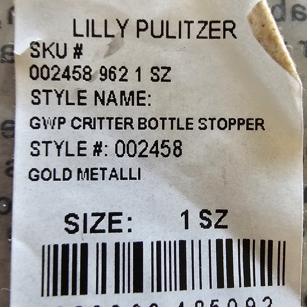 Lilly Pulitzer Elephant Bottle Stopper Gold New Purchased Direct From Lilly. - Picture 2 of 2